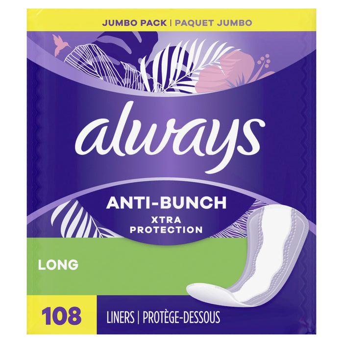 Always Anti-Bunch Xtra Protection Daily Liners Long; 108 Ct