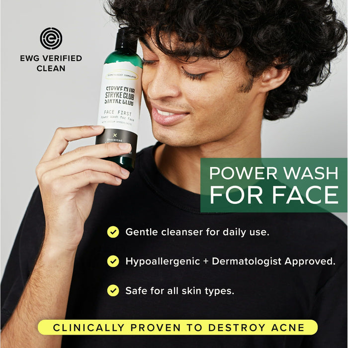 Stryke Club Teen Face First Cleanser, Acne Everyday Care, All Skin Types, Unscented, 9.5 fl. oz.