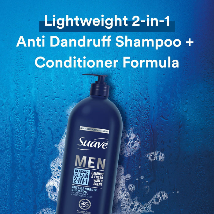 Suave Men Shampoo & Conditioner 2 in 1 Anti-Dandruff Shampoo and Conditioner with Pyrithione Zinc, 40 oz