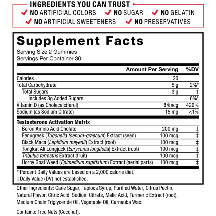 Force Factor Test X180 Gummies Testosterone Booster, 60 Gummies