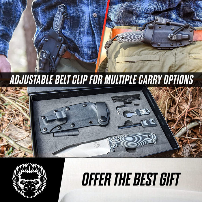 "The Silverback" Full Tang D2 Survival Camping Knife Gift Set