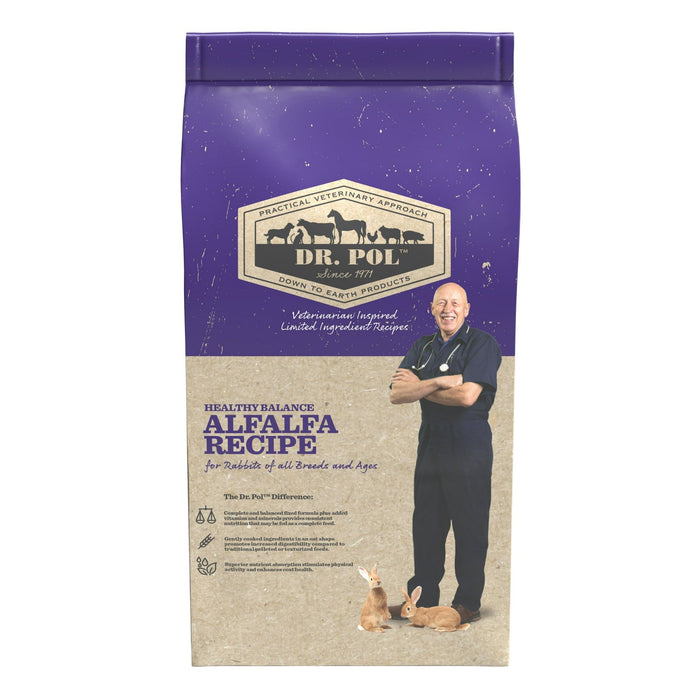 Dr. Pol Healthy Alfalfa 18% Extruded Rabbit Feed, 30 lb. Bag for Rabbits of All Sizes