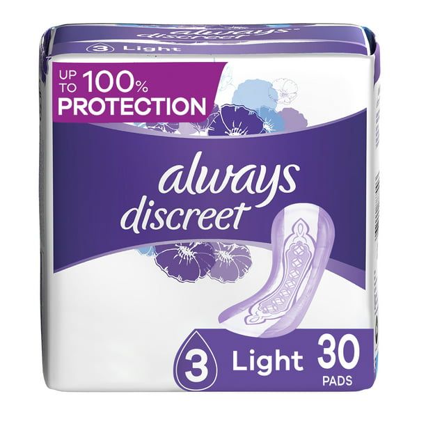 Always Discreet Incontinence Pads for Women Light; 30 Count