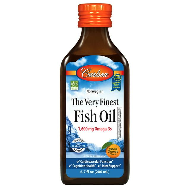 The Very Finest Fish Oil, Orange, 1600 mg Omega-3s, 6.7 fl oz (200 mL), by Carlson