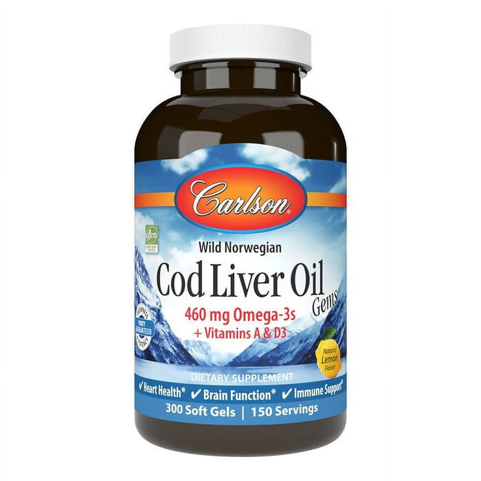 Carlson Laboratories Lightly Lemon Cod Liver Oil 300 Softgel