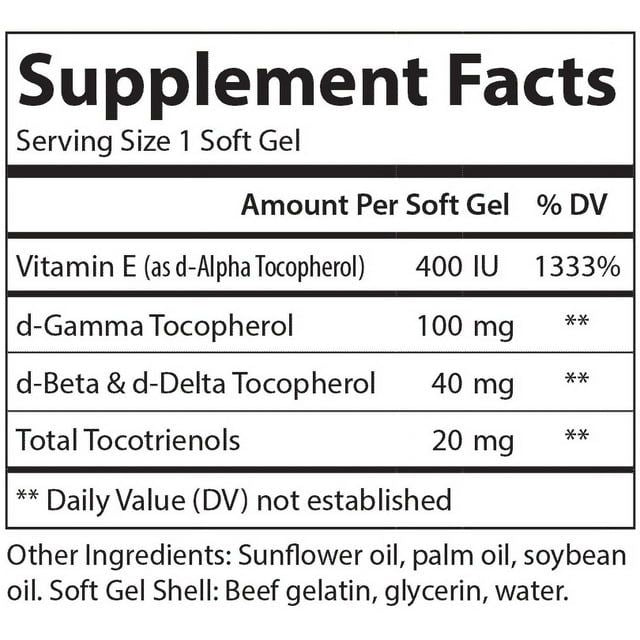 Carlson E-Gems Elite Natural Vitamin E Softgels, 240 Ct