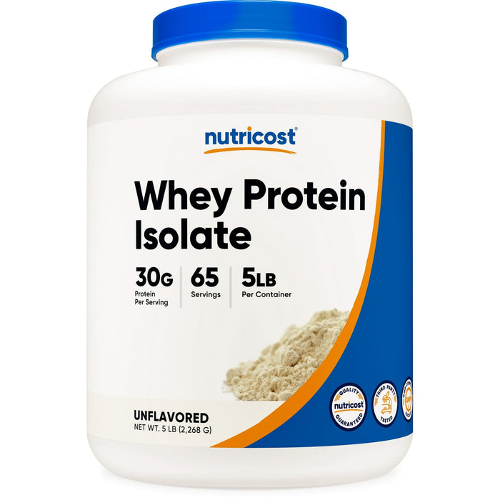 Nutricost Whey Protein Isolate Powder (Unflavored) 5LBS