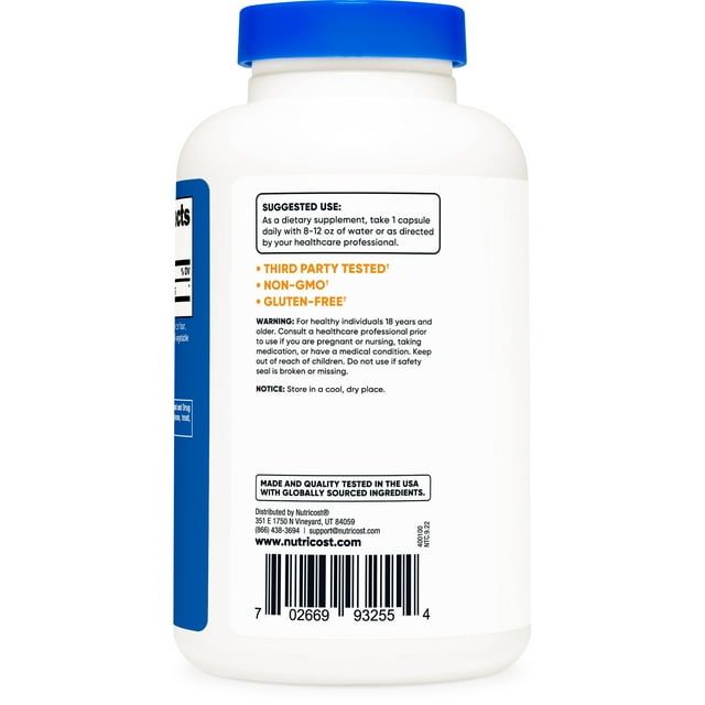 Nutricost NAC (N-Acetyl L-Cysteine) 600mg, 180 Capsules - Non-GMO, Gluten Free Supplement