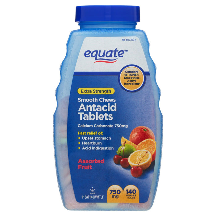 Equate Extra Strength Smooth Chews Antacid Tablets; Assorted Fruit; 140 Count