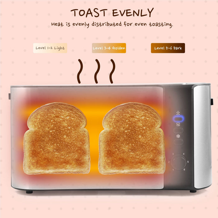 Elite Gourmet ECT-3100 New Stainless Steel 4 Slice Long Slot Toaster