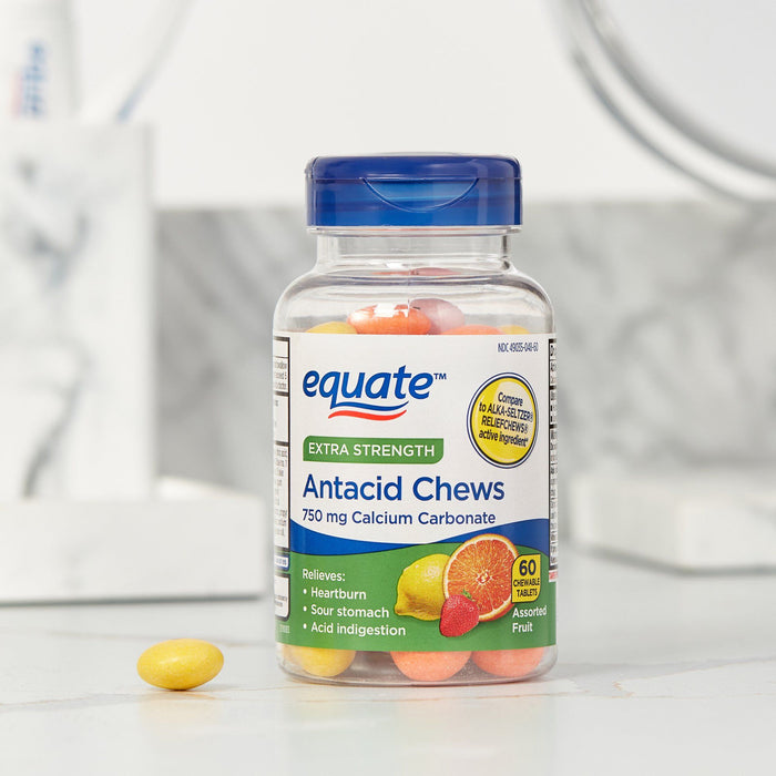 Equate Extra Strength Heartburn Antacid Relief Chews; Assorted Fruit; 60 Count