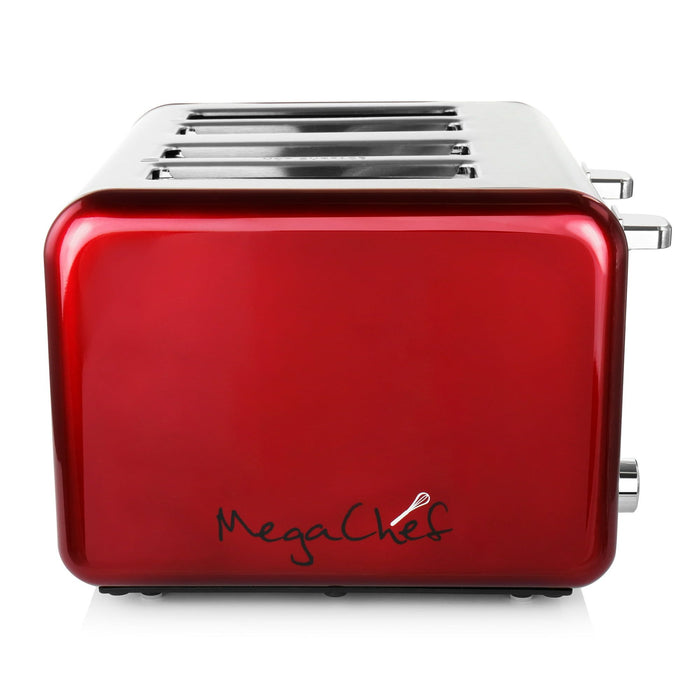 MegaChef 4 Slice Toaster in Stainless Steel Red