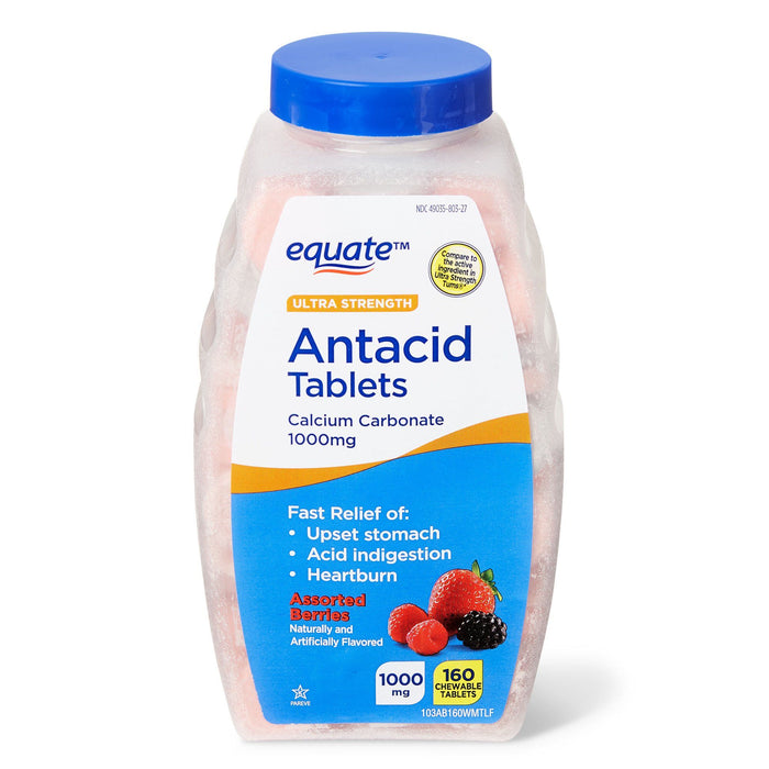 Equate Ultra-Strength Antacid Tablets; Assorted Berries; 1000 mg; 160 Count