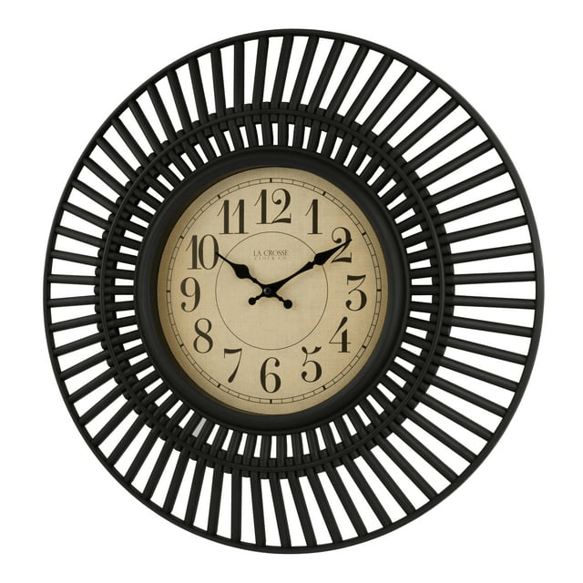 La Crosse Clock 20-inch Covington Contemporary Black Quartz Analog Wall Clock, 404-3051