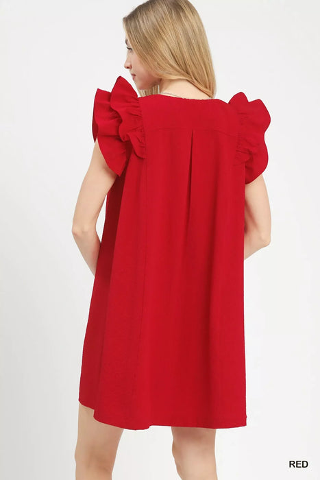 Umgee Seersucker Ruffle Shift Dress