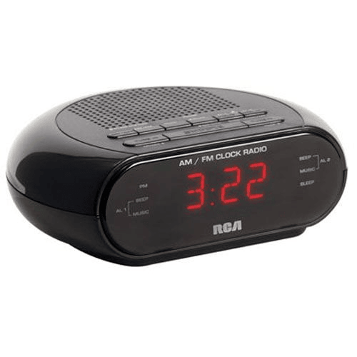 RCA RC205 Dual Alarm Clock Radio with Red LED & Dual Wake