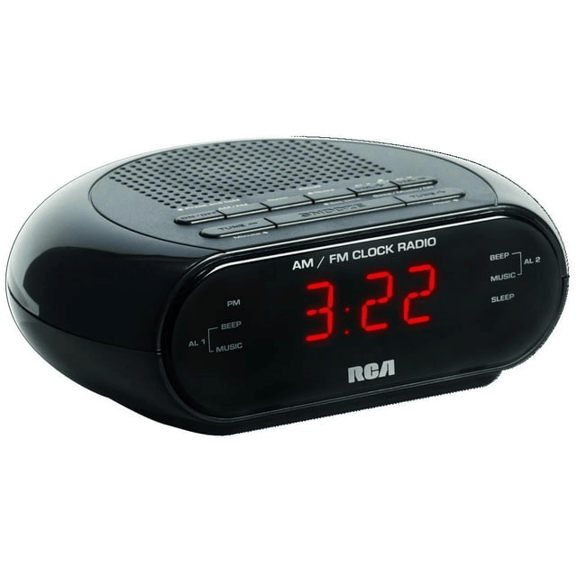 RCA RC205 Dual Alarm Clock Radio with Red LED & Dual Wake