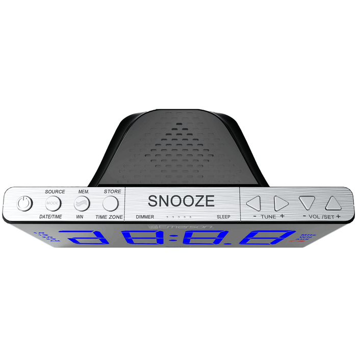 Emerson SmartSet White Noise/Natural Sounds Dual Alarm Clock Radio, 1.8" Blue LED Jumbo Display, ER100105