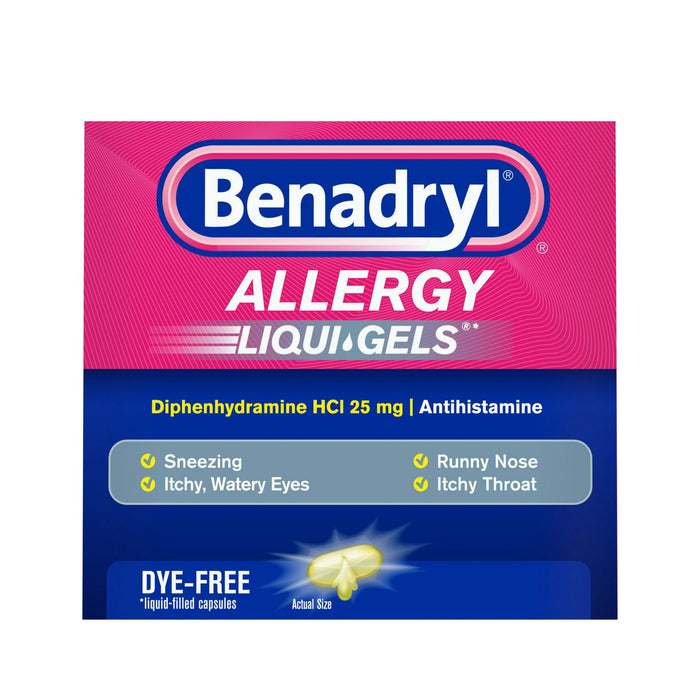 Benadryl Liqui-Gels Antihistamine Allergy Medicine; Dye Free; 24 Count