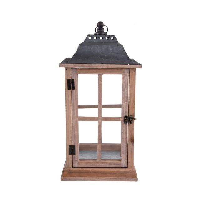 Better Homes & Gardens Rustic Wood Candle Holder Lantern, Medium