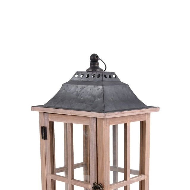 Better Homes & Gardens Rustic Wood Candle Holder Lantern, Medium