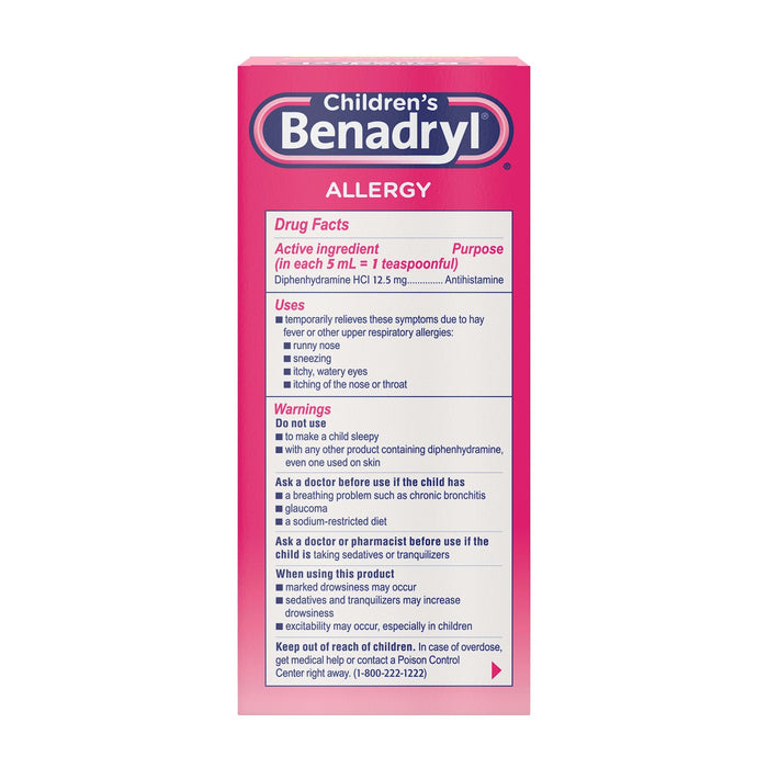 Children's Benadryl Allergy Relief Liquid; Cherry Flavor; 8 fl oz