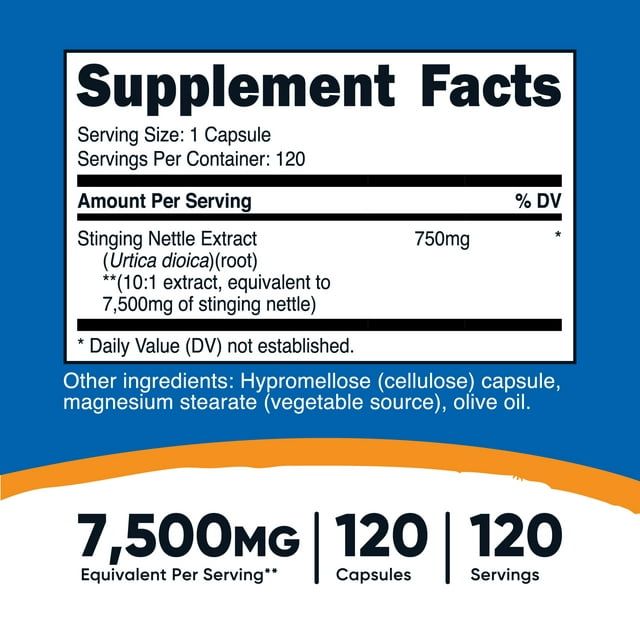 Nutricost Stinging Nettle Root Extract 7500mg, 120 Capsules - Vegetarian Friendly Supplement