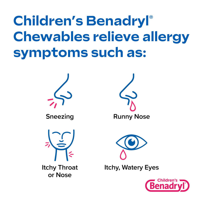 Children's Benadryl Allergy Relief Chewable Tablets; Grape; 20 Count