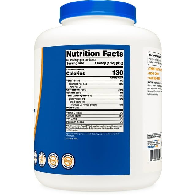 Nutricost Whey Protein Concentrate Powder (Unflavored) 5LBS