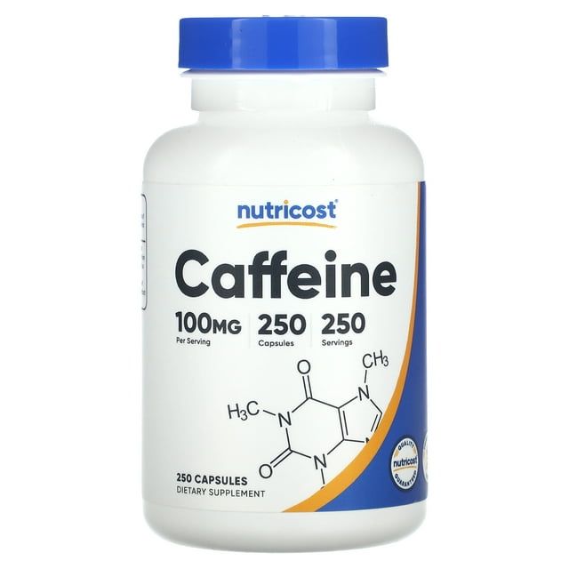 Nutricost Caffeine Supplement Pills 100mg Per Serving, 250 Capsules