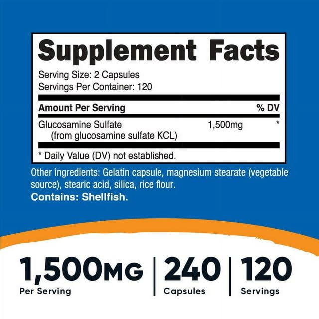 Nutricost Glucosamine Sulfate Supplement 750mg, 240 Capsules (1500mg Per Serving)