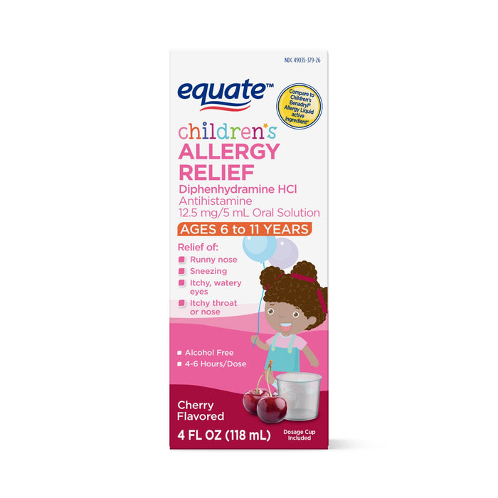 Equate Children's Allergy Relief; Cherry Flavor Liquid; 4 fl oz