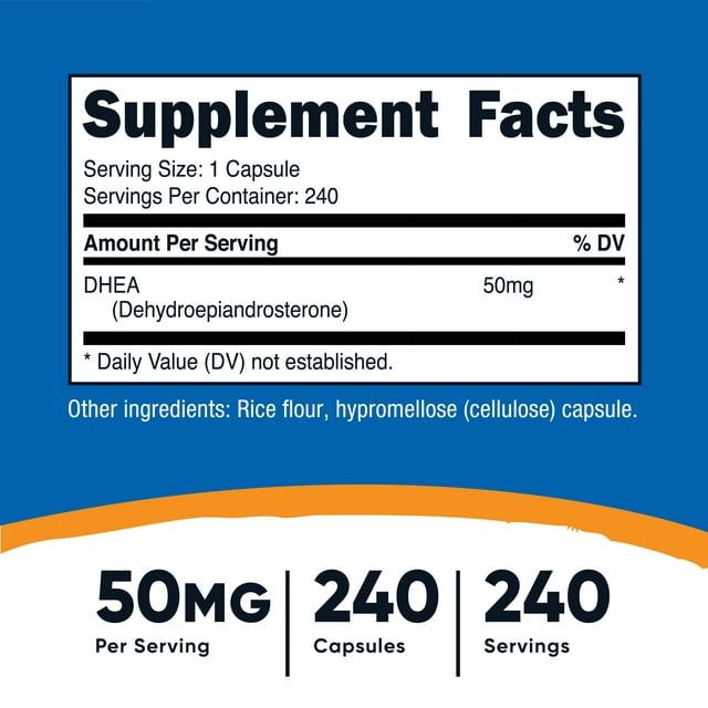 Nutricost DHEA 50mg, 240 Capsules - Gluten Free, Soy Free, Non-GMO, Supplement