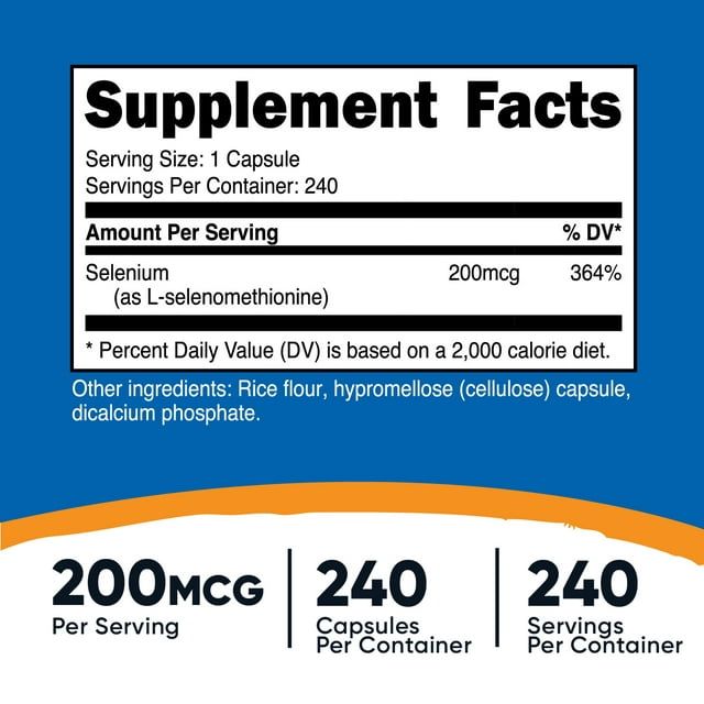 Selenium, 200 mcg, 240 Capsules, Nutricost