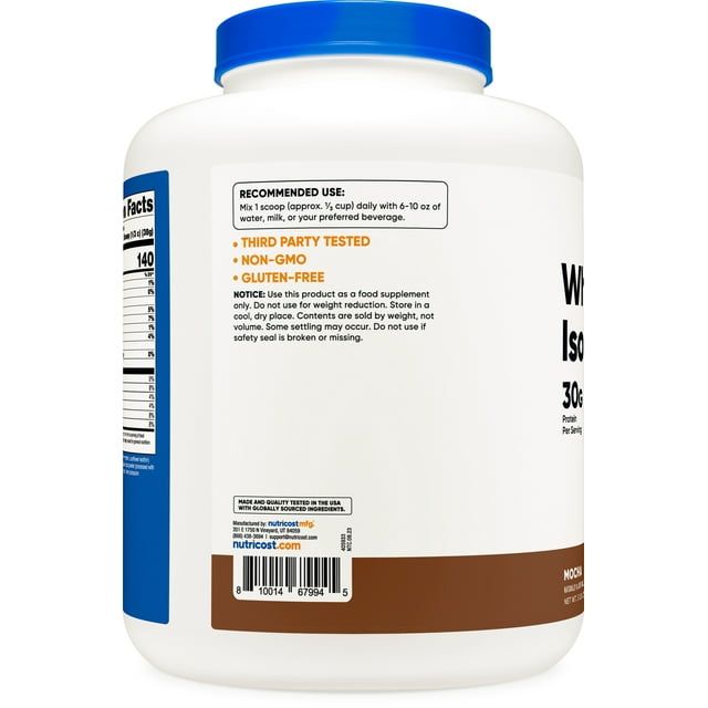 Nutricost Whey Protein Isolate Powder (Mocha) 5LBS - Non-GMO & Gluten Free