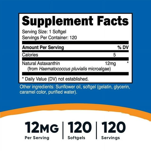 Nutricost Astaxanthin 12mg, 120 Softgels - Gluten Free & Non-GMO Supplement