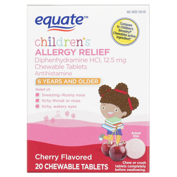 Equate Children's Cherry Allergy Relief Chewable Tablets; 20 Count