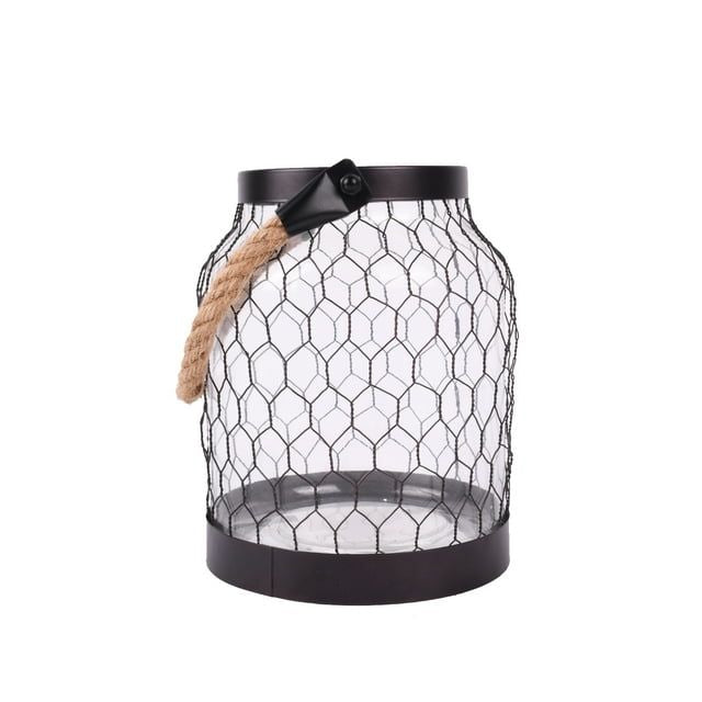 Better Homes & Gardens Metal Candle Holder Lantern with Rope, Bronze