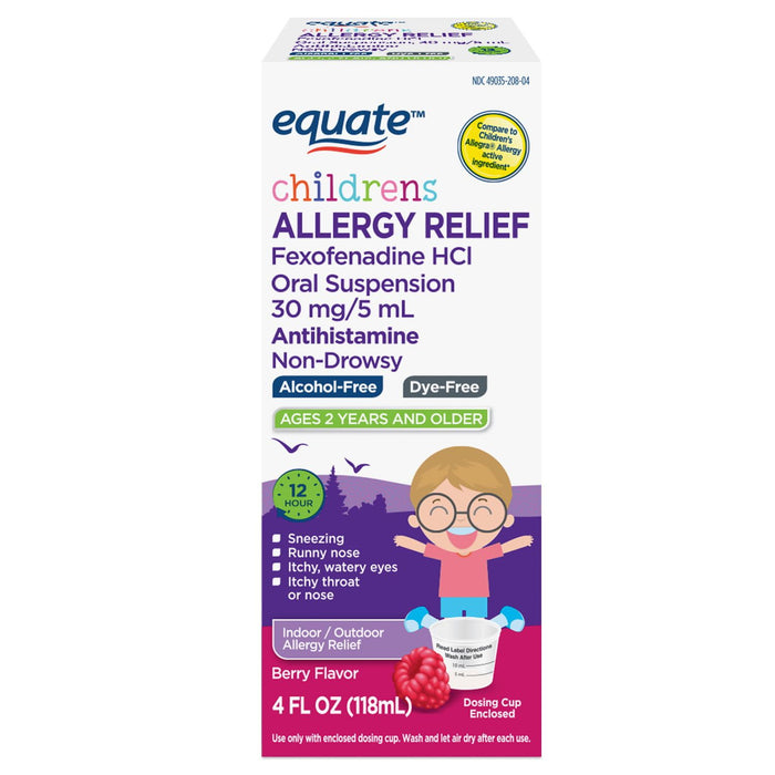 Equate Children's Allergy Relief Fexofenadine; Liquid Berry Flavor; 4 fl oz