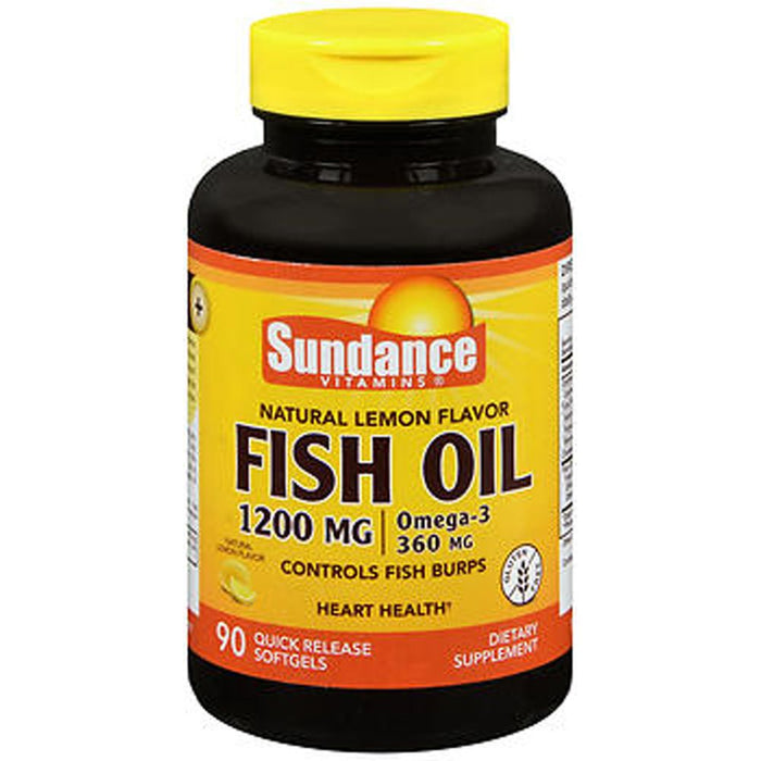Sundance Vitamins Fish Oil 1200 Mg Omega 3 Softgels, Natural Lemon Flavor