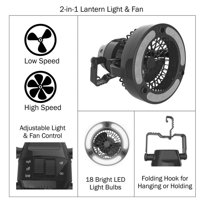 Portable 2 in 1 LED Camping Lantern with Ceiling Fan by Wakeman Outdoors