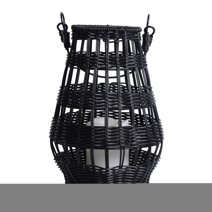 Better Homes & Gardens Decorative Black Rattan Battery Powered Outdoor Lantern with Removable LED Candle