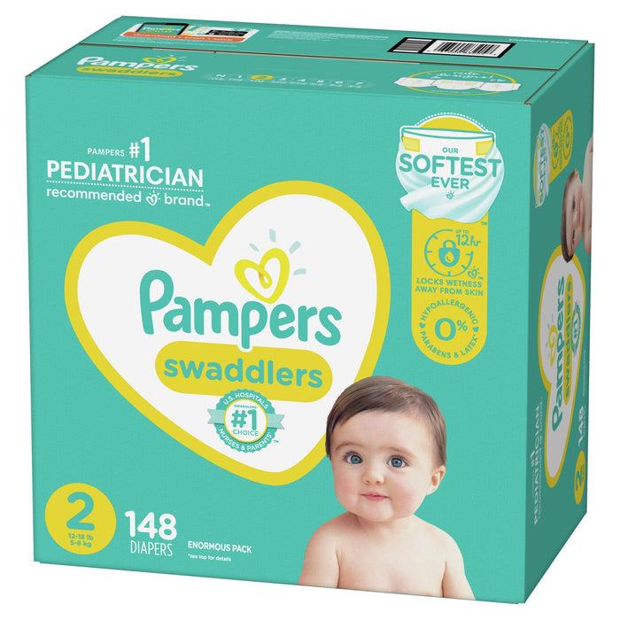 Pampers Swaddlers Diapers Enormous Pack Size 2, 148 Count