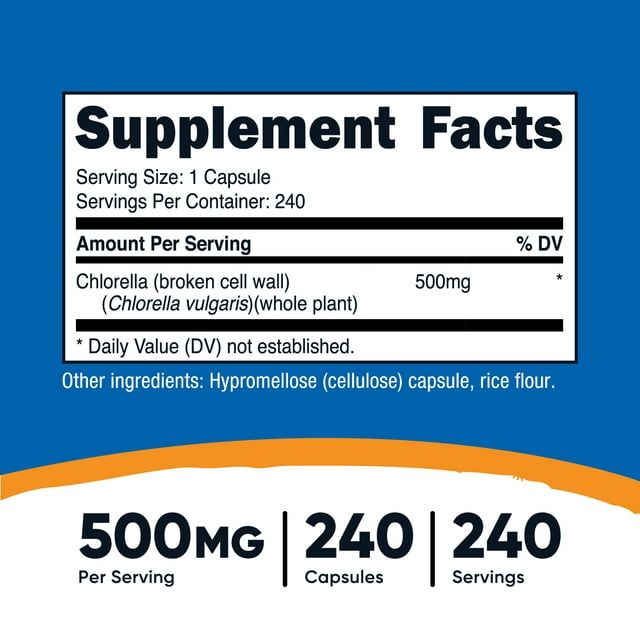 Nutricost Chlorella Capsules 500mg, 240 Capsules, Supplement