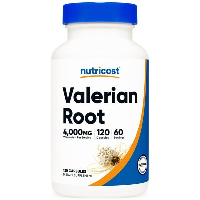 Nutricost Valerian Root Capsules (4000mg) 120 Capsules - Gluten Free Supplement