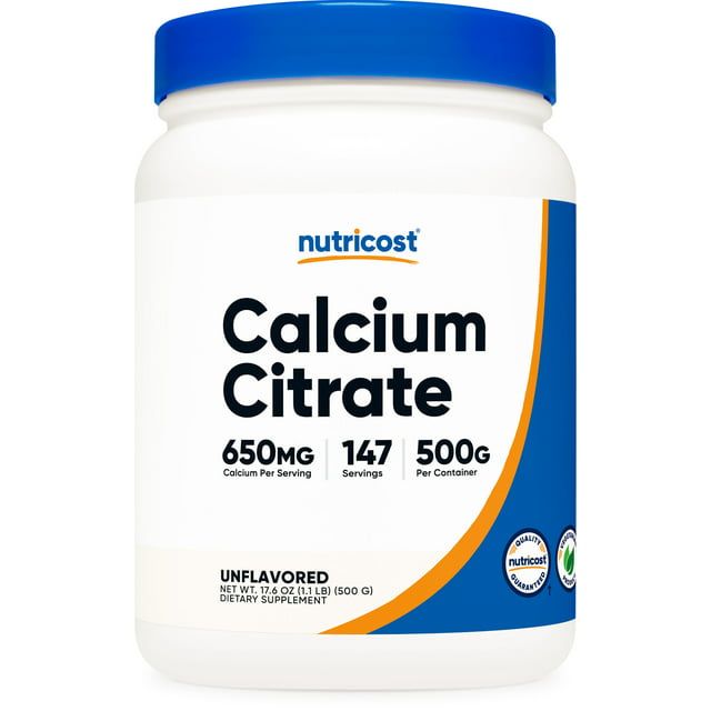 Nutricost Pure Calcium Citrate Powder 500 Grams (Unflavored) Supplement