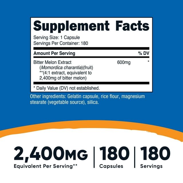 Nutricost Bitter Melon Supplement 600mg, 180 Capsules