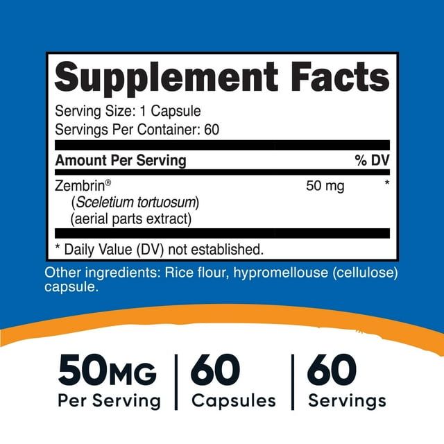 Nutricost Zembrin (Sceletium Tortuosum) 60 Capsules (50mg Each) - Vegetarian, Non GMO, Gluten-Free