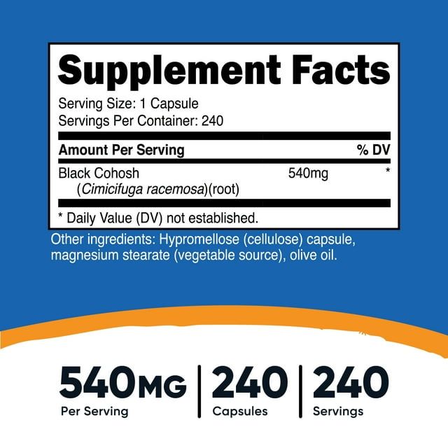 Nutricost Black Cohosh 540mg, 240 Capsules - Non-GMO, Gluten Free Supplement