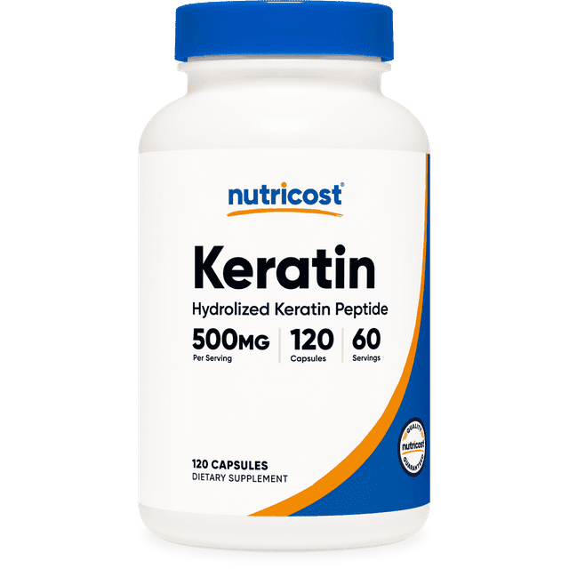 Nutricost Keratin Hydrolized Peptide Capsules - 120 Capsules (500mg each) - Non-GMO, Gluten-Free Formula